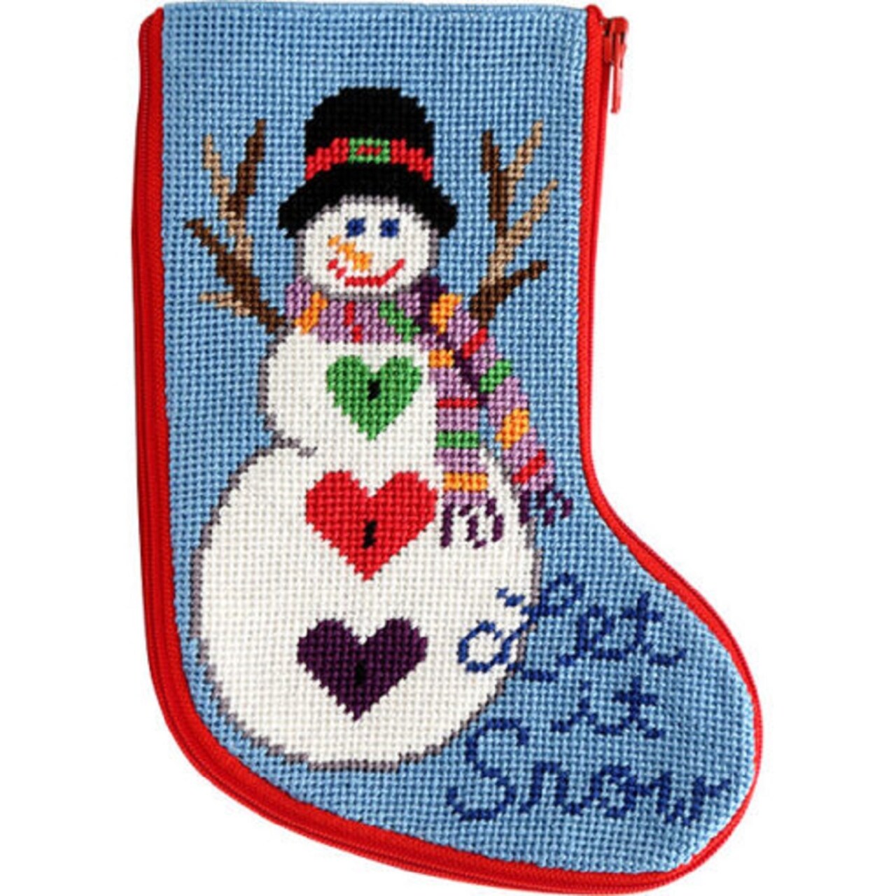Stitch & Zip Let It Snow Snowman Mini Stocking Needlepoint Kit